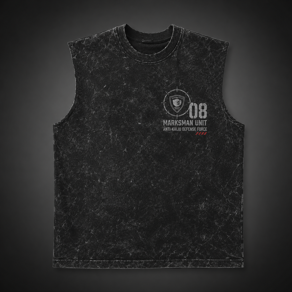 Kaiju No. 8 Anime Tank Top - Dead Eye Acid Wash Vest