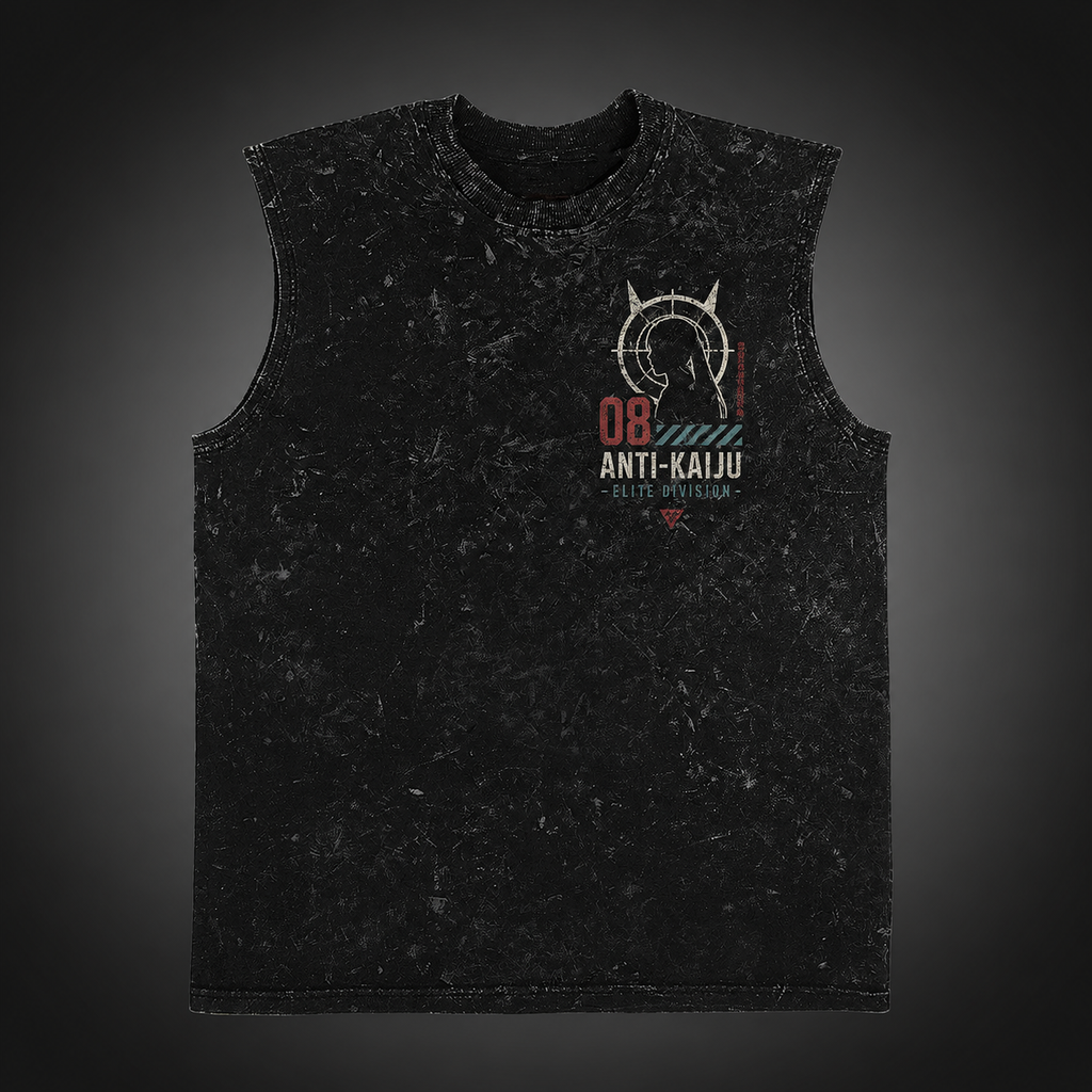 Kaiju No. 8 Anime Tank Top - Fortress Captain Acid Wash Vest