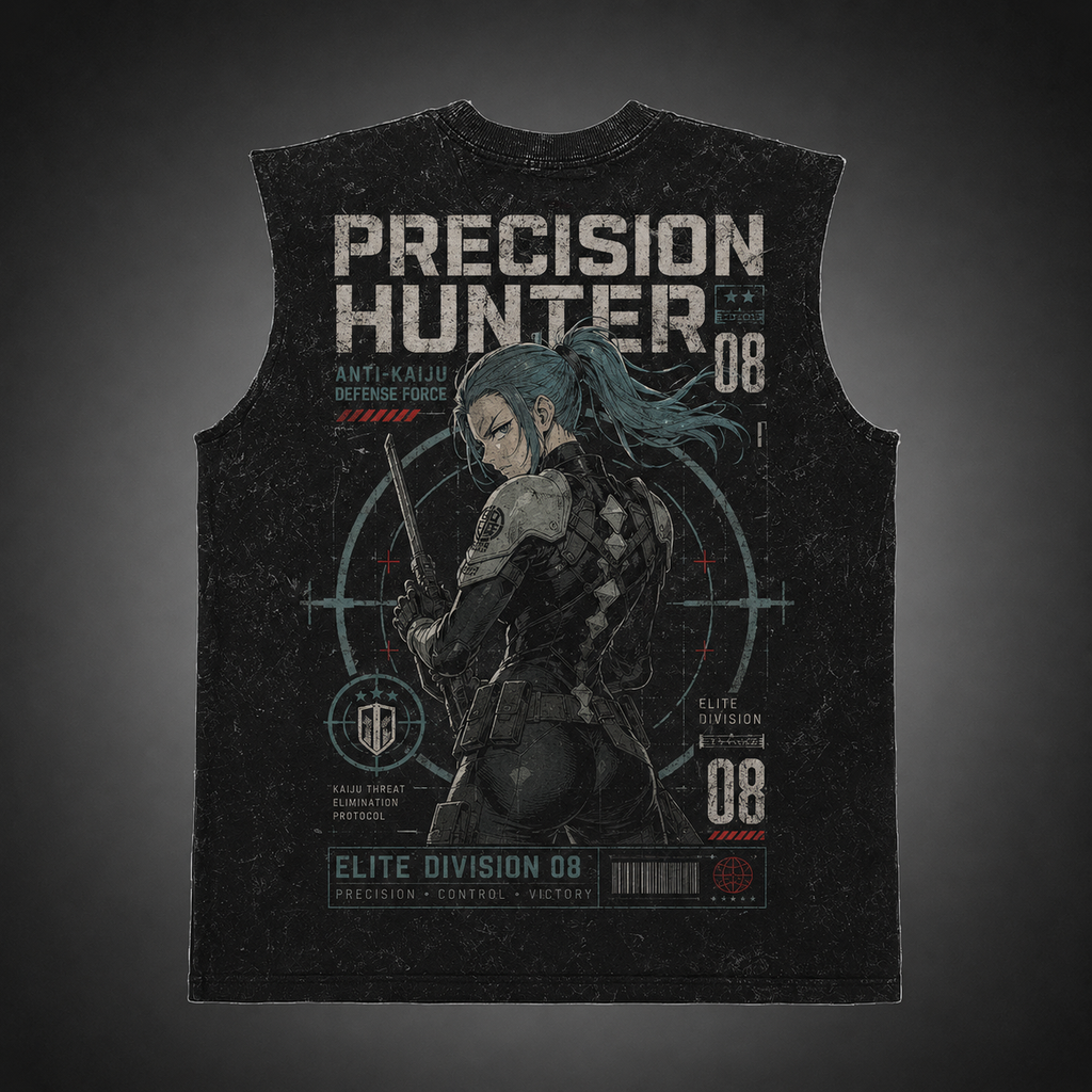 Kaiju No. 8 Anime Tank Top - Precision Hunter Acid Wash Vest