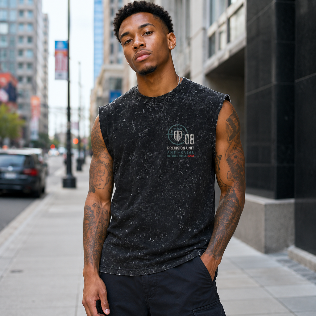 Kaiju No. 8 Anime Tank Top - Precision Hunter Acid Wash Vest