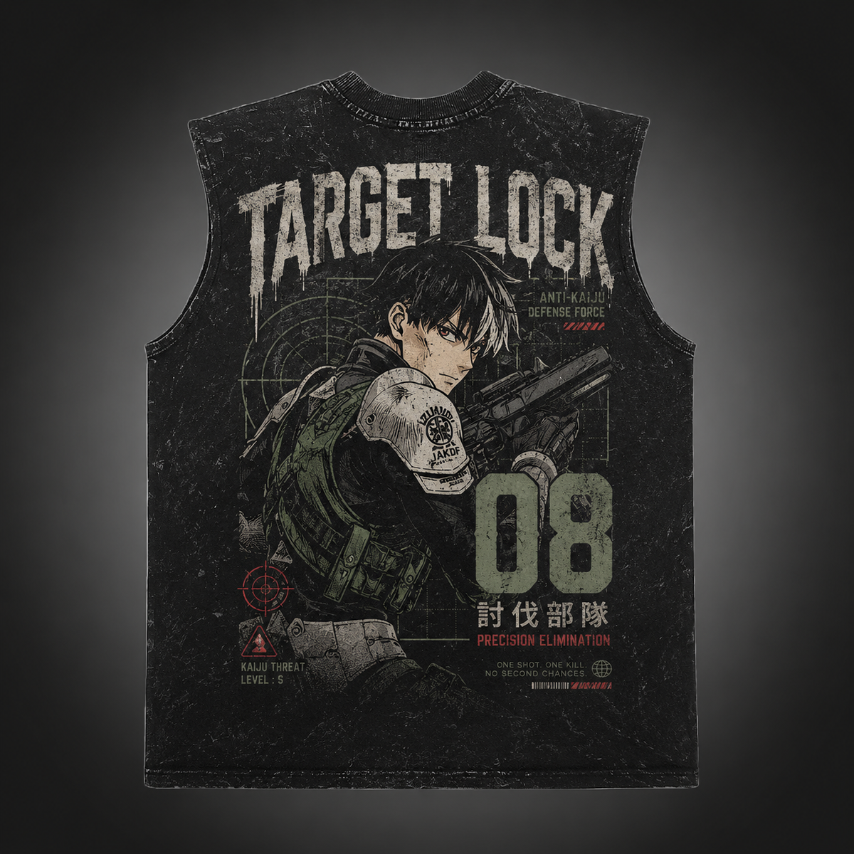 Kaiju No. 8 Anime Tank Top - Target Lock Acid Wash Vest