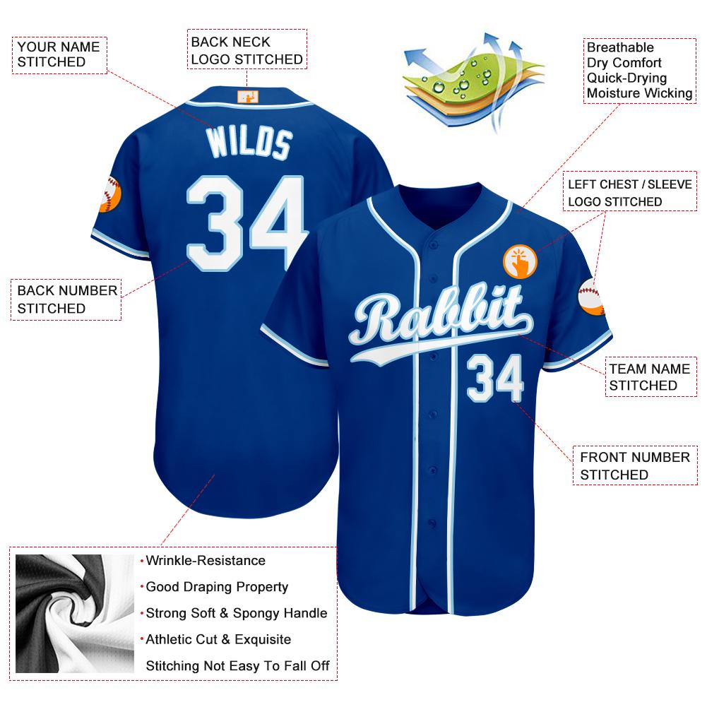 Custom Baseball Jersey - Royal White-Light Blue