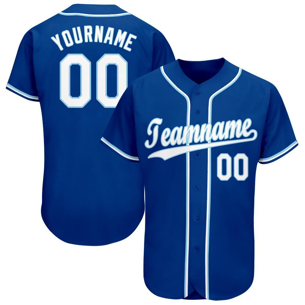 Custom Baseball Jersey - Royal White-Light Blue