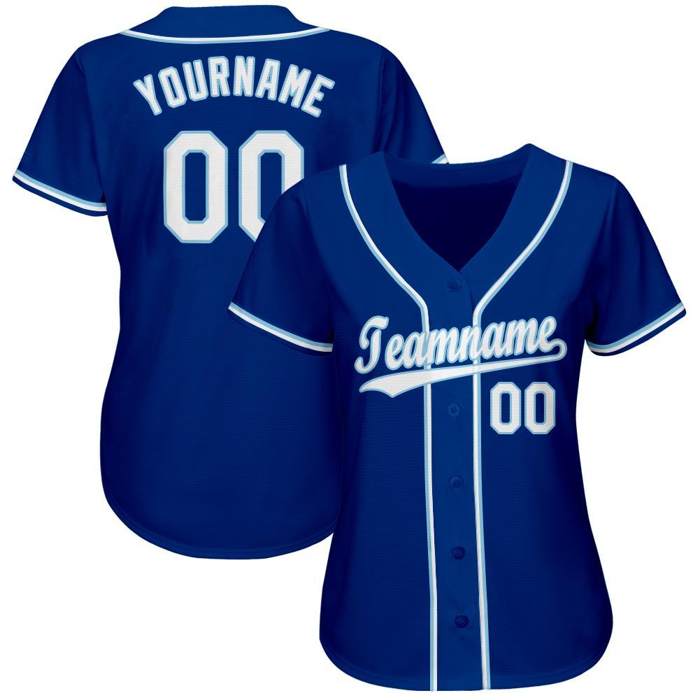 Custom Baseball Jersey - Royal White-Light Blue
