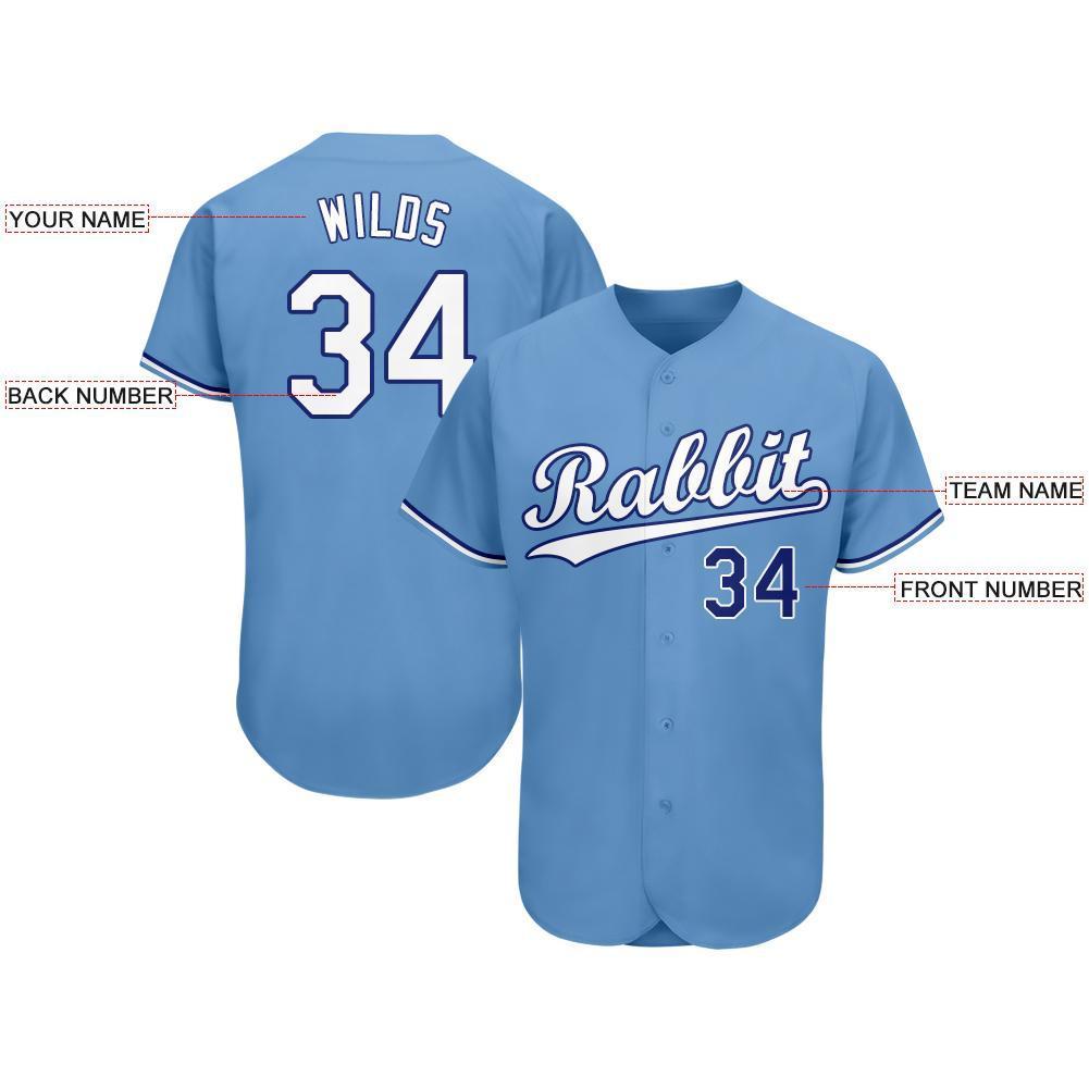 Custom Baseball Jersey - Light Blue White-Royal
