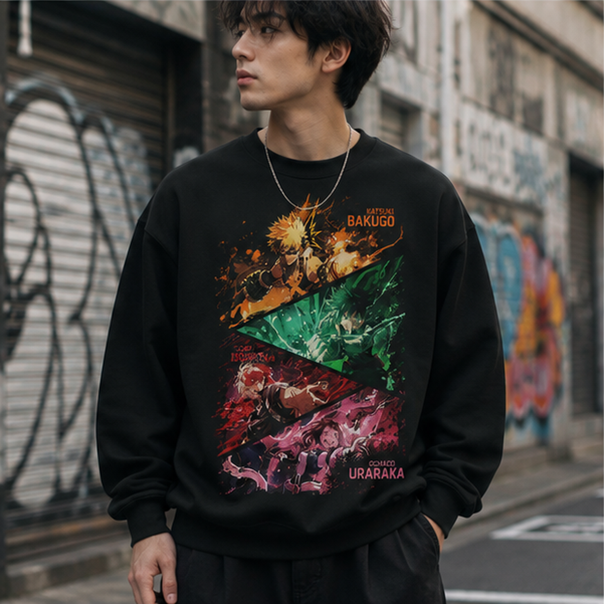 Katsuki Bakugo, Izuku Midoriya, Shoto Todoroki, Ochaco Uraraka My Hero Academia Anime Sweatshirt - Plus Ultra Shards