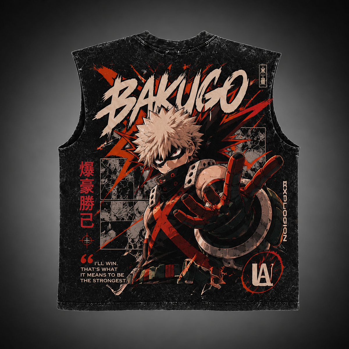 Katsuki Bakugo My Hero Academia Anime Tank Top - Bakugo The Strongest Acid Wash Vest