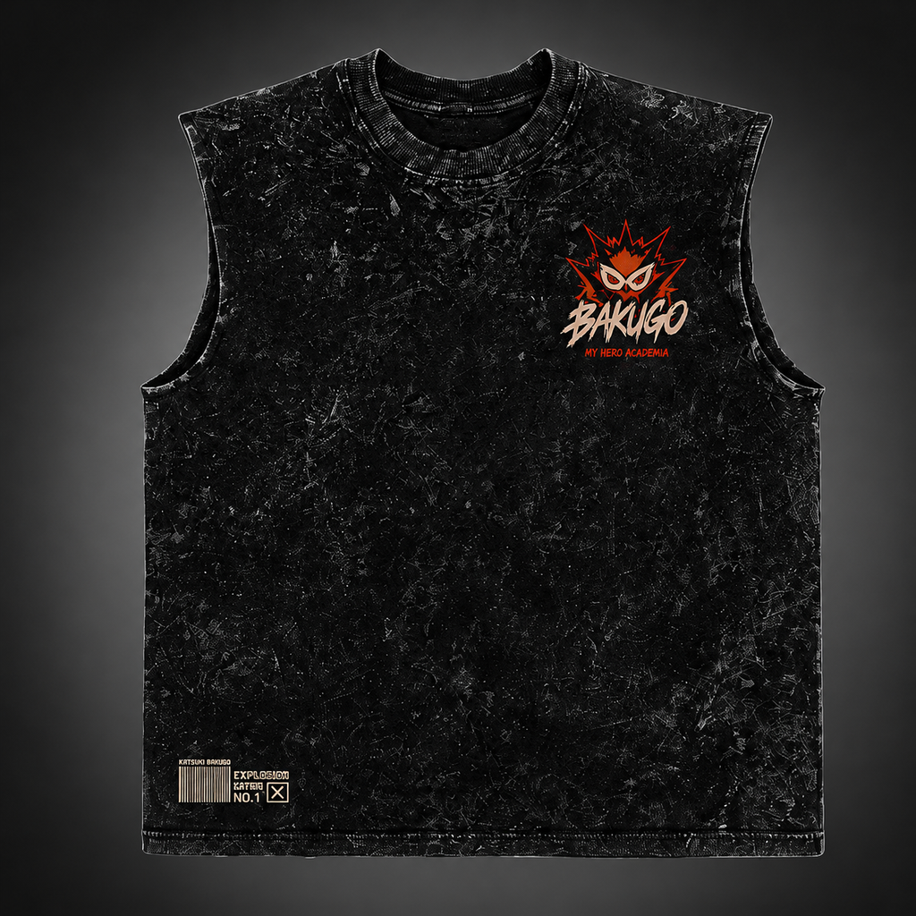 Katsuki Bakugo My Hero Academia Anime Tank Top - Bakugo The Strongest Acid Wash Vest