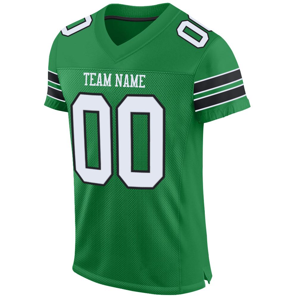 Custom Football Jersey - Grass Green White-Black Mesh