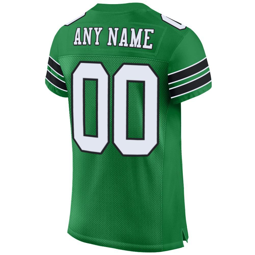 Custom Football Jersey - Grass Green White-Black Mesh
