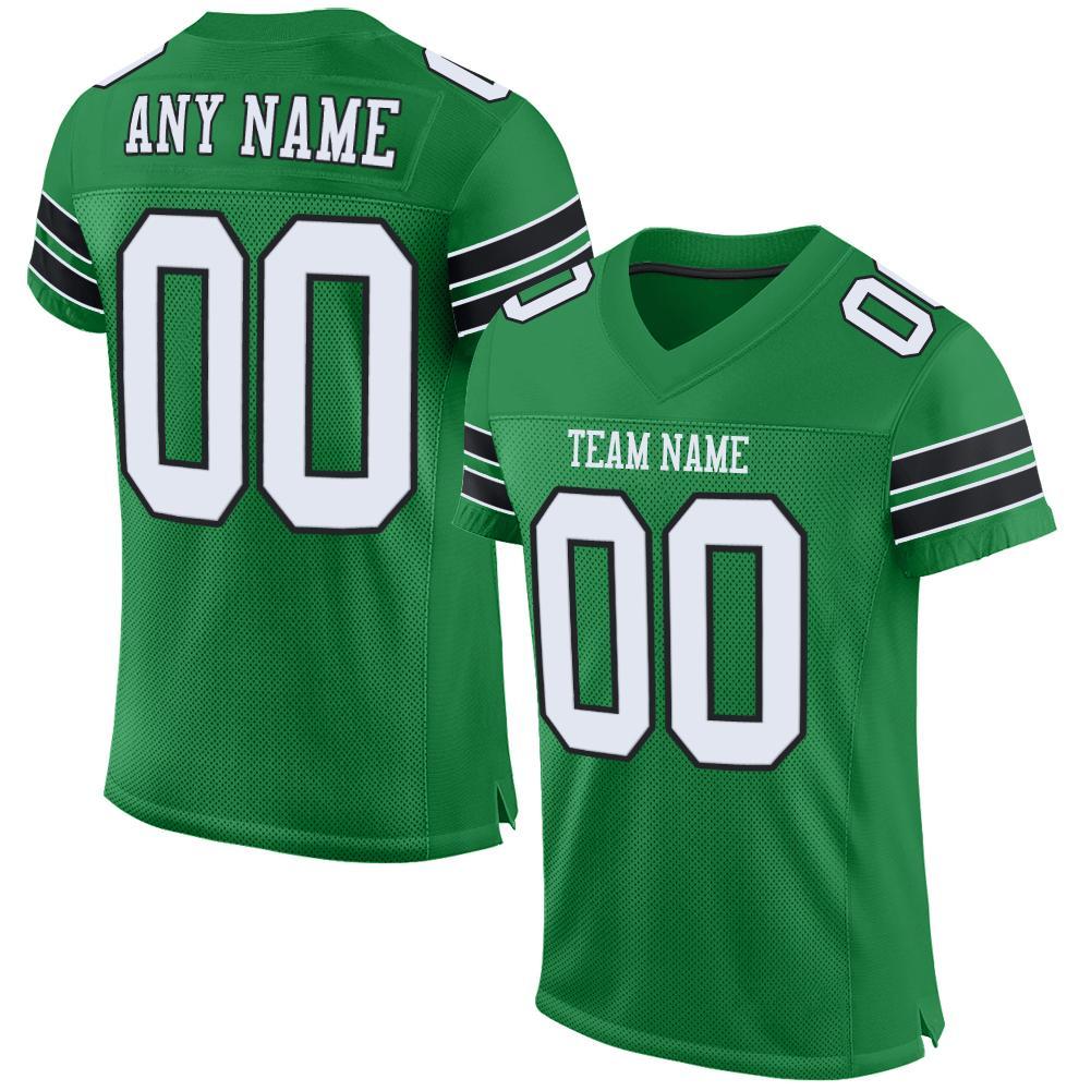 Custom Football Jersey - Grass Green White-Black Mesh