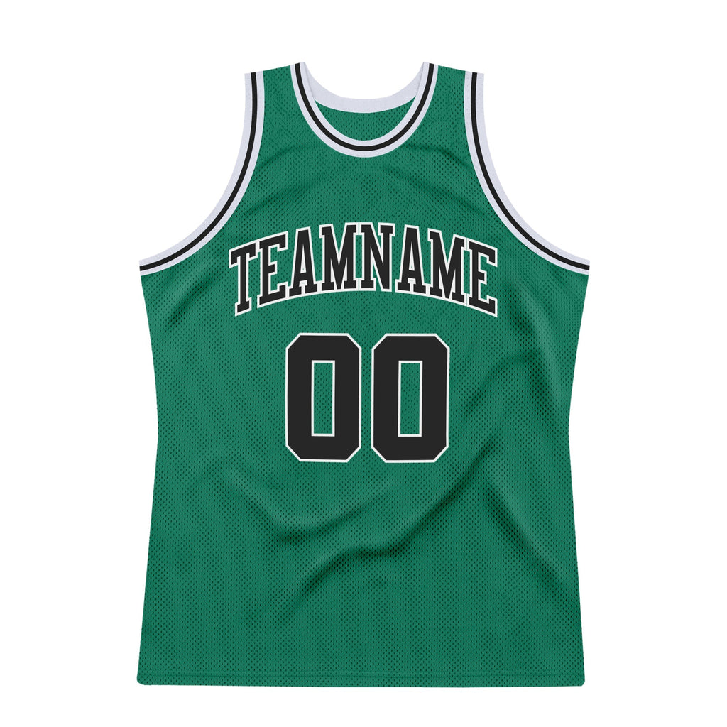 Custom Basketball Jersey - Kelly Green Black-White Throwback