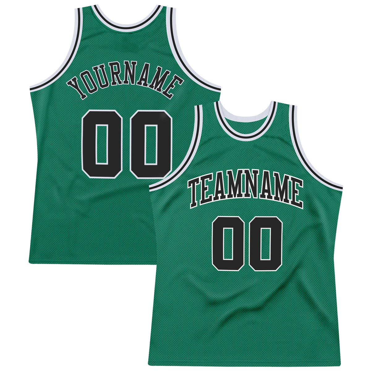 Custom Basketball Jersey - Kelly Green Black-White Throwback