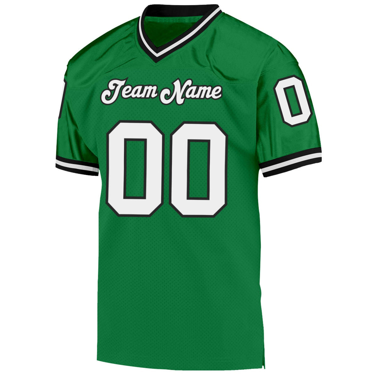 Custom Football Jersey - Grass Green White-Black Mesh Throwback