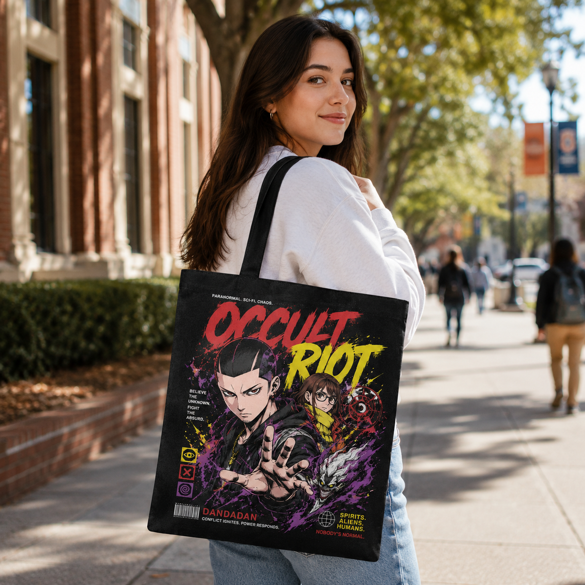 Ken Takakura & Momo Ayase Dandadan Anime Canvas Tote Bag - Occult Riot
