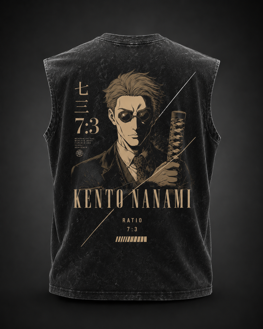 Kento Nanami Jujutsu Kaisen Anime Tank Top - Ratio Seven Three Acid Wash Vest