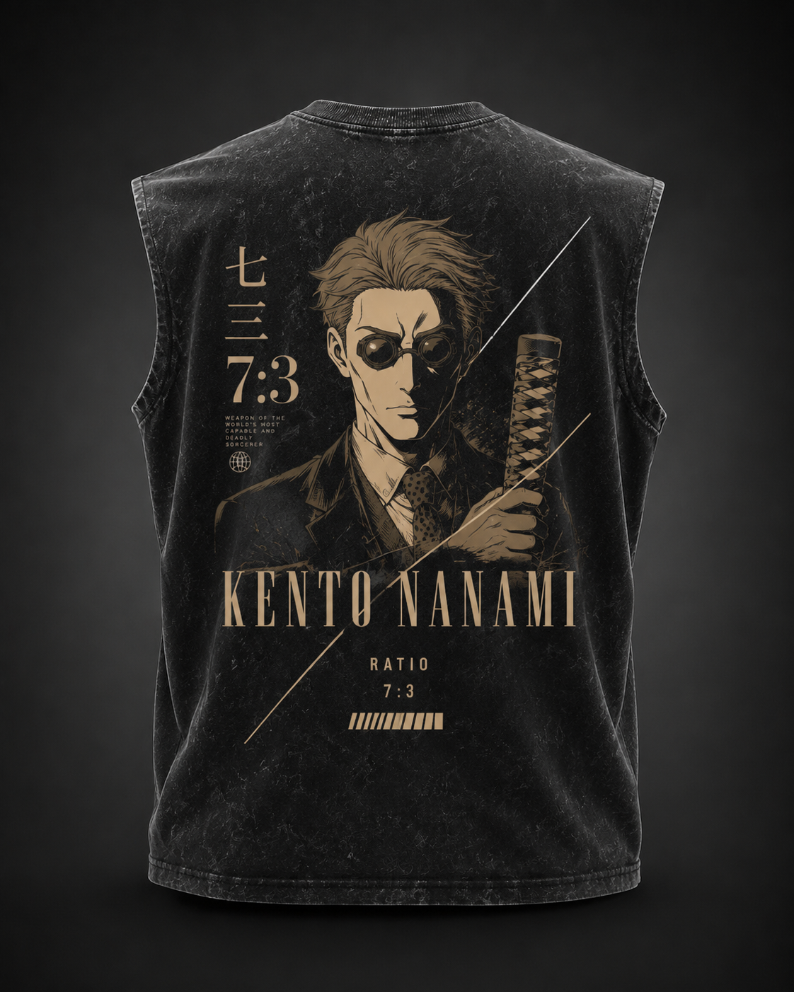 Kento Nanami Jujutsu Kaisen Anime Tank Top - Ratio Seven Three Acid Wash Vest