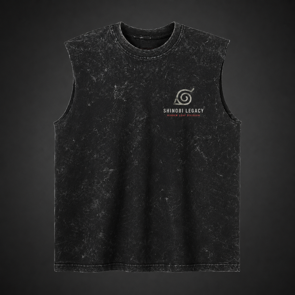 Kurama Naruto Anime Tank Top - Shinobi Legacy Acid Wash Vest