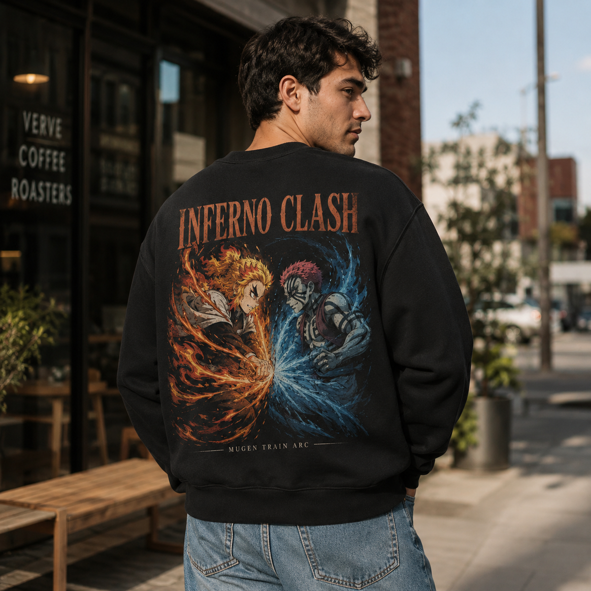 Kyojuro Rengoku, Akaza Demon Slayer Anime Sweatshirt - Inferno Clash
