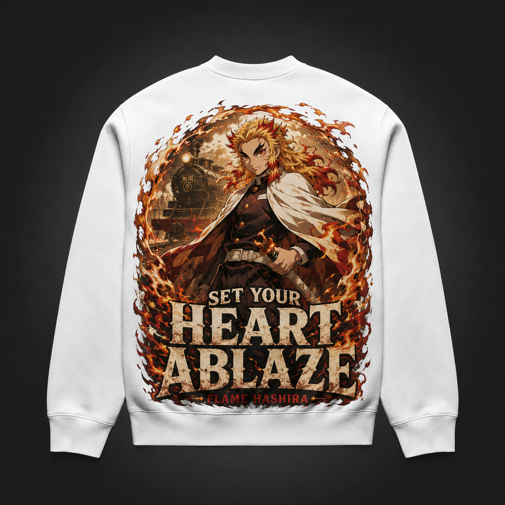 Kyojuro Rengoku Demon Slayer Anime Sweatshirt - Heart Ablaze Flame