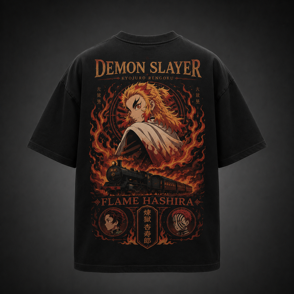 Kyojuro Rengoku Demon Slayer Anime Graphic Tee - Mugen Train Poster