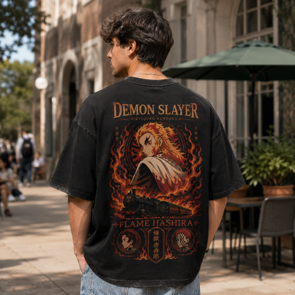 Kyojuro Rengoku Demon Slayer Anime Graphic Tee - Mugen Train Poster