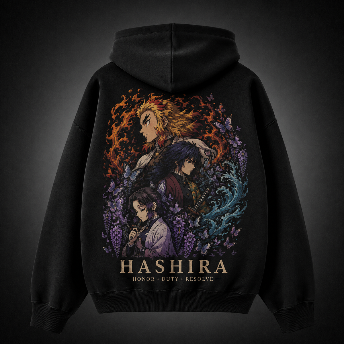 Kyojuro Rengoku, Giyu Tomioka, Shinobu Kocho Demon Slayer Anime Hoodie - Hashira Trinity