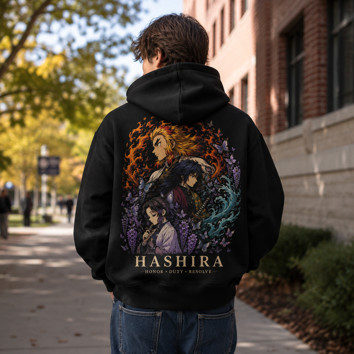 Kyojuro Rengoku, Giyu Tomioka, Shinobu Kocho Demon Slayer Anime Hoodie - Hashira Trinity