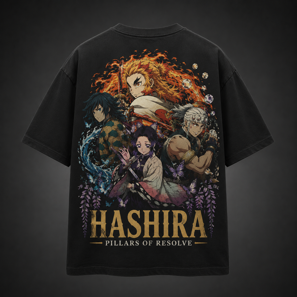 Kyojuro Rengoku, Giyu Tomioka, Shinobu Kocho, Tengen Uzui Demon Slayer Anime Graphic Tee - Pillars Of Resolve