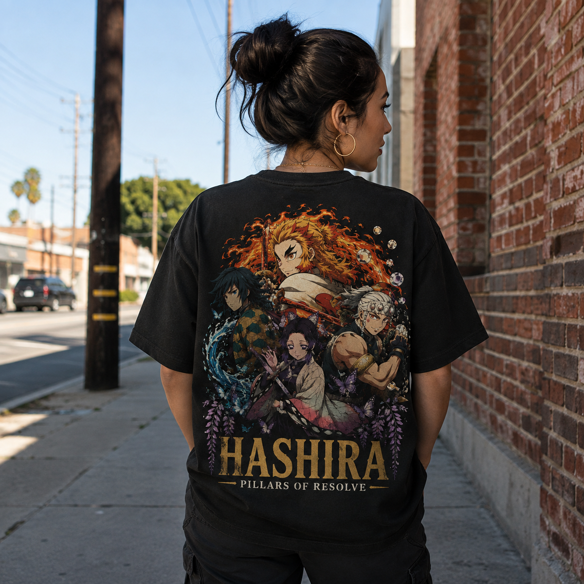 Kyojuro Rengoku, Giyu Tomioka, Shinobu Kocho, Tengen Uzui Demon Slayer Anime Graphic Tee - Pillars Of Resolve