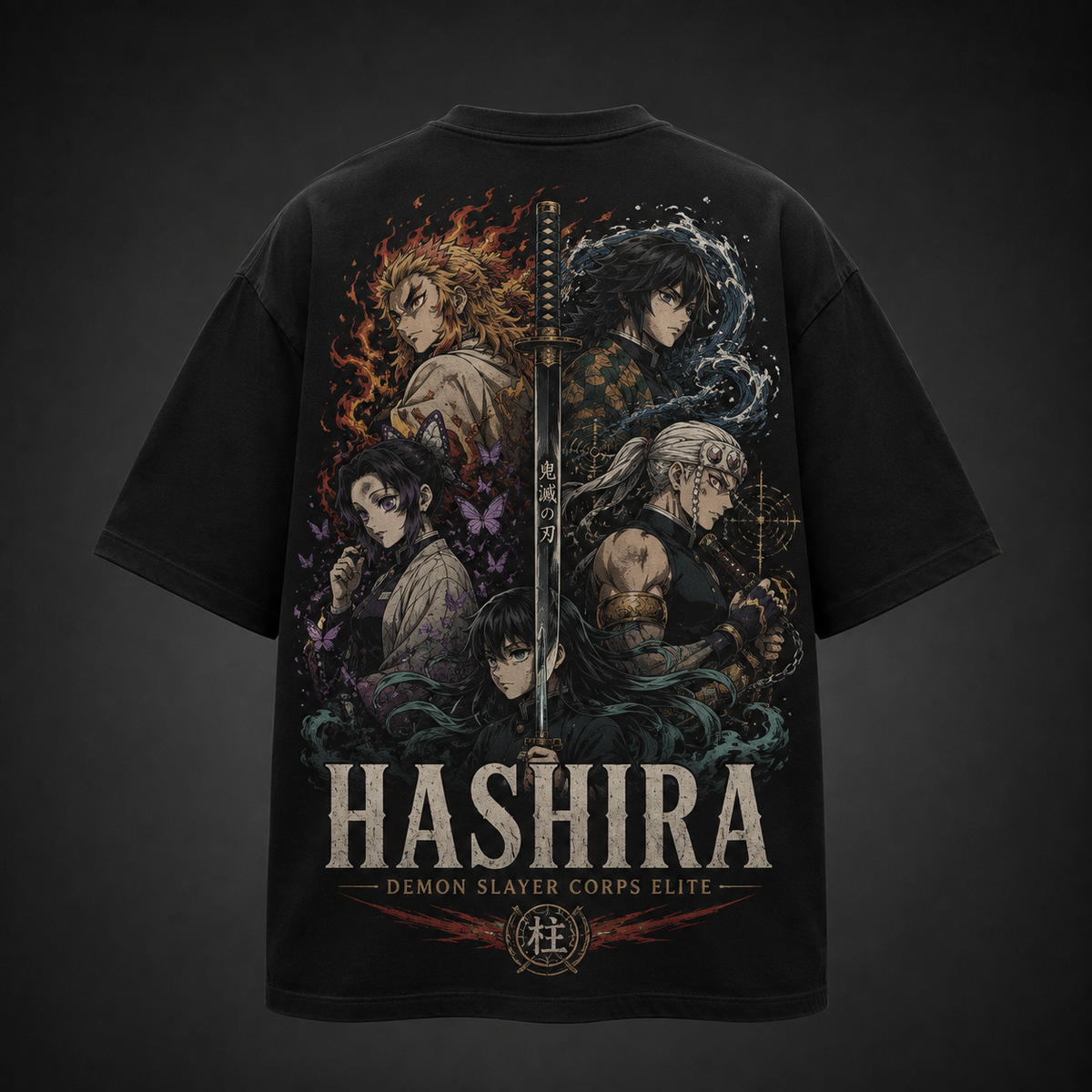 Kyojuro Rengoku, Giyu Tomioka, Shinobu Kocho, Tengen Uzui, Muichiro Tokito Demon Slayer Anime Graphic Tee - Corps Elite