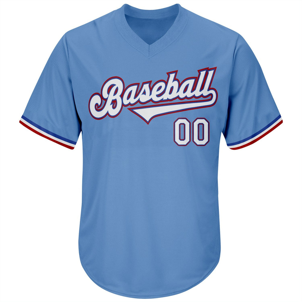 Custom Baseball Jersey - Light Blue White-Red Throwback Rib-Knit - Style LightBlue0029