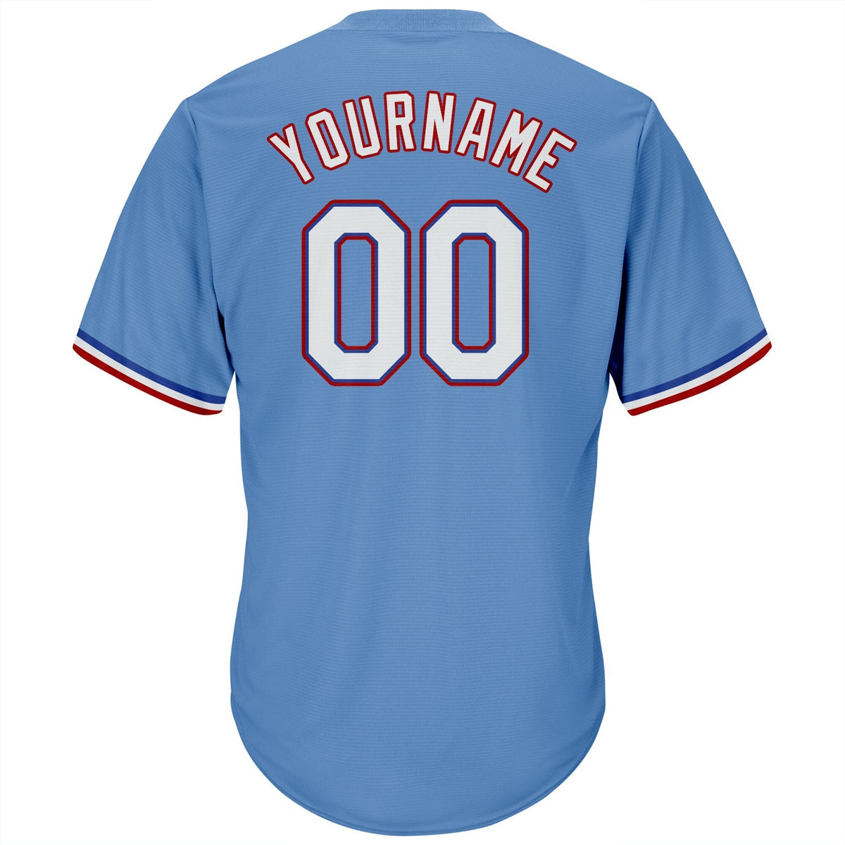 Custom Baseball Jersey - Light Blue White-Red Throwback Rib-Knit - Style LightBlue0029
