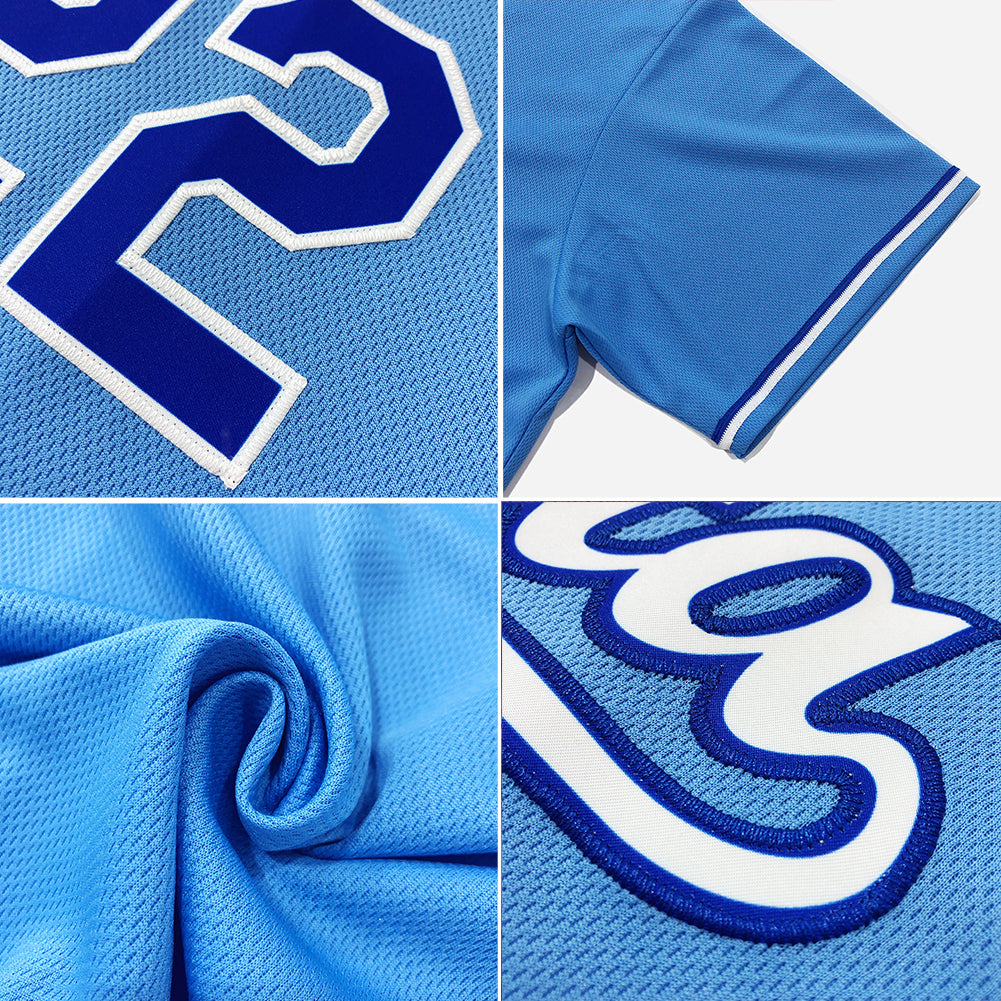 Custom Baseball Jersey - Light Blue White-Red Throwback Rib-Knit - Style LightBlue0029