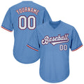 Custom Baseball Jersey - Light Blue White-Red Throwback Rib-Knit - Style LightBlue0029