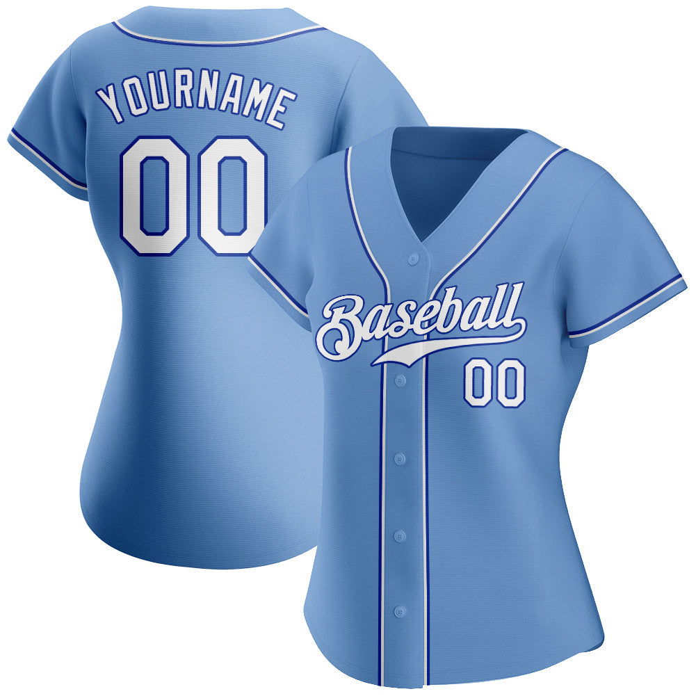 Custom Baseball Jersey - Light Blue White-Royal