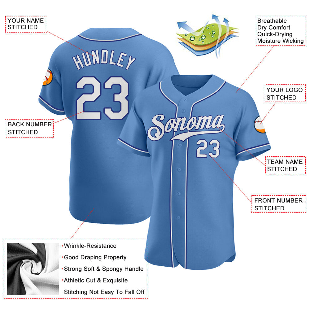 Custom Baseball Jersey - Light Blue White-Royal