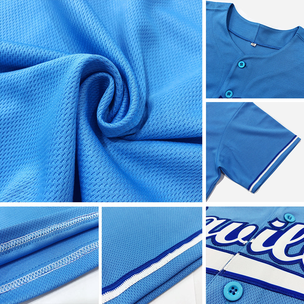 Custom Baseball Jersey - Light Blue White-Royal