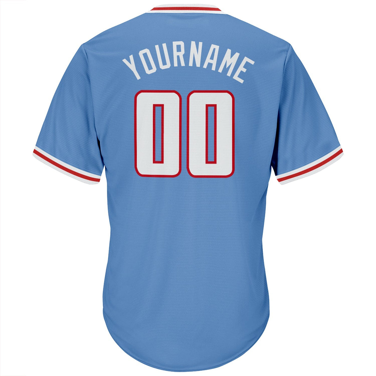 Custom Baseball Jersey - Light Blue White-Red Throwback Rib-Knit - Style LightBlue0053