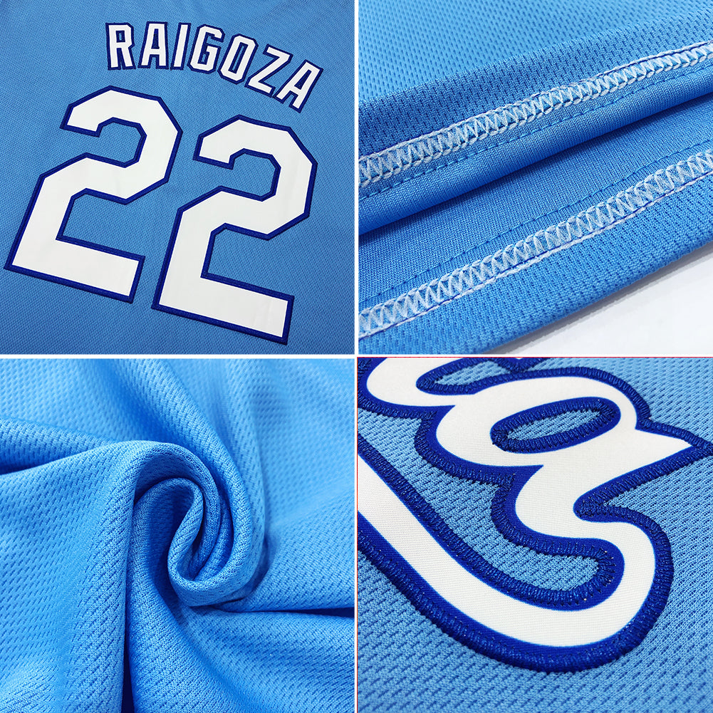 Custom Baseball Jersey - Light Blue White-Red Throwback Rib-Knit - Style LightBlue0053