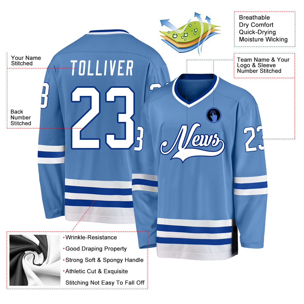Custom Hockey Jersey - Light Blue White-Royal