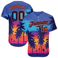 Custom Baseball Jersey - Royal Navy-Orange 3D Pattern Design Palm Trees