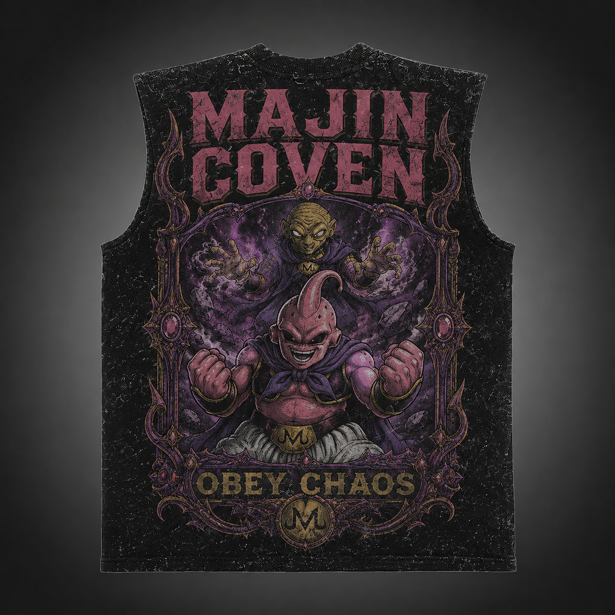 Majin Buu & Babidi Dragon Ball Anime Tank Top - Majin Coven Acid Wash Vest