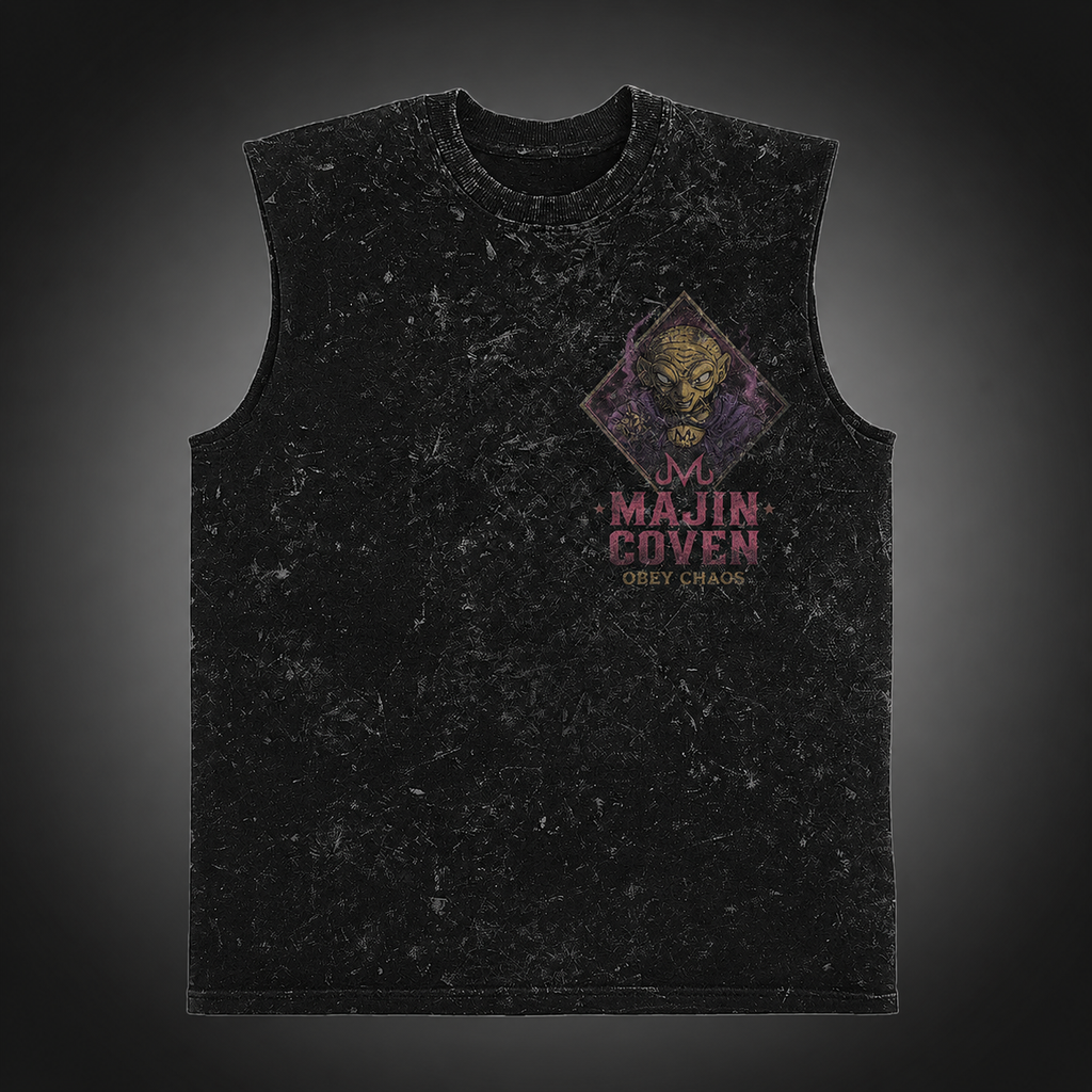 Majin Buu & Babidi Dragon Ball Anime Tank Top - Majin Coven Acid Wash Vest