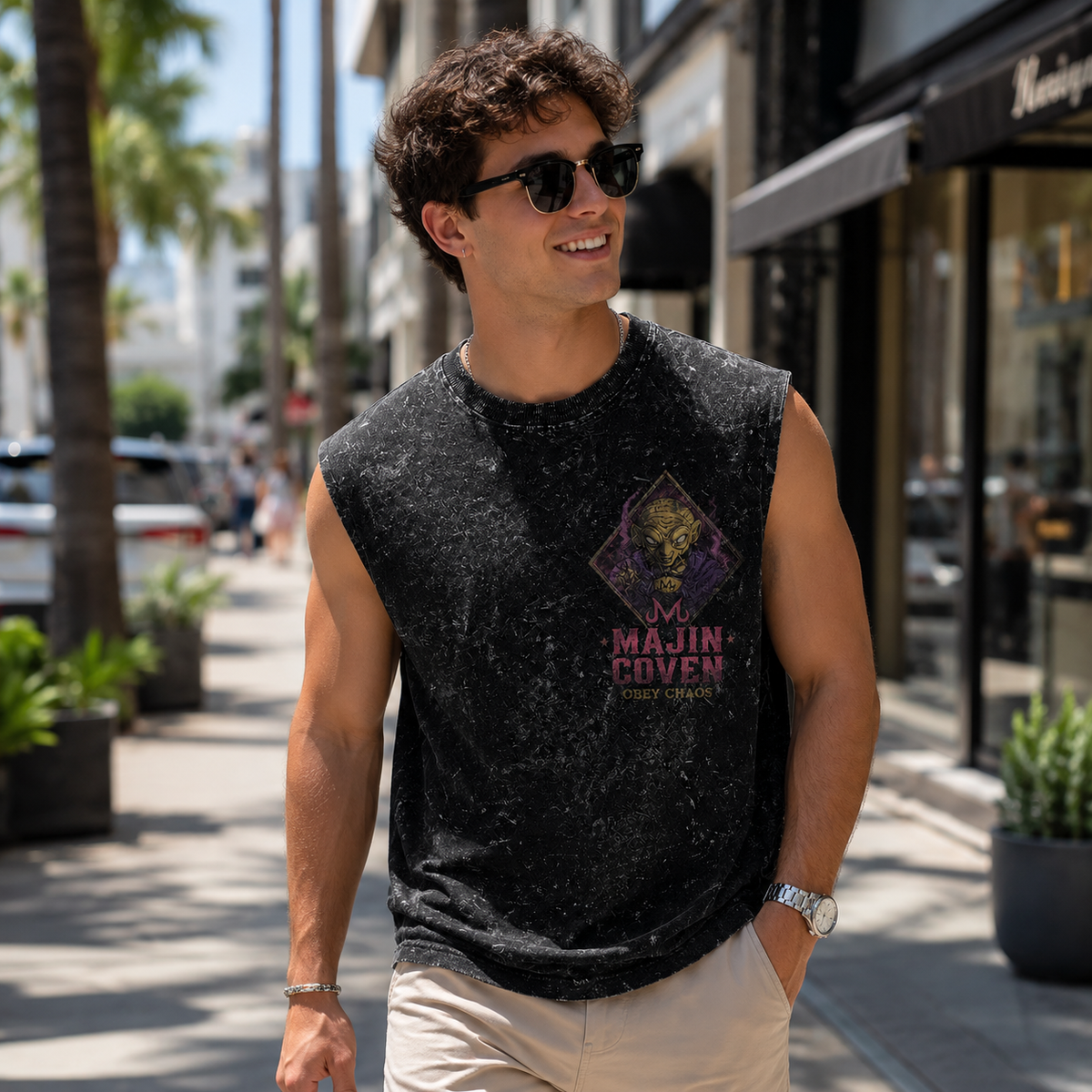 Majin Buu & Babidi Dragon Ball Anime Tank Top - Majin Coven Acid Wash Vest