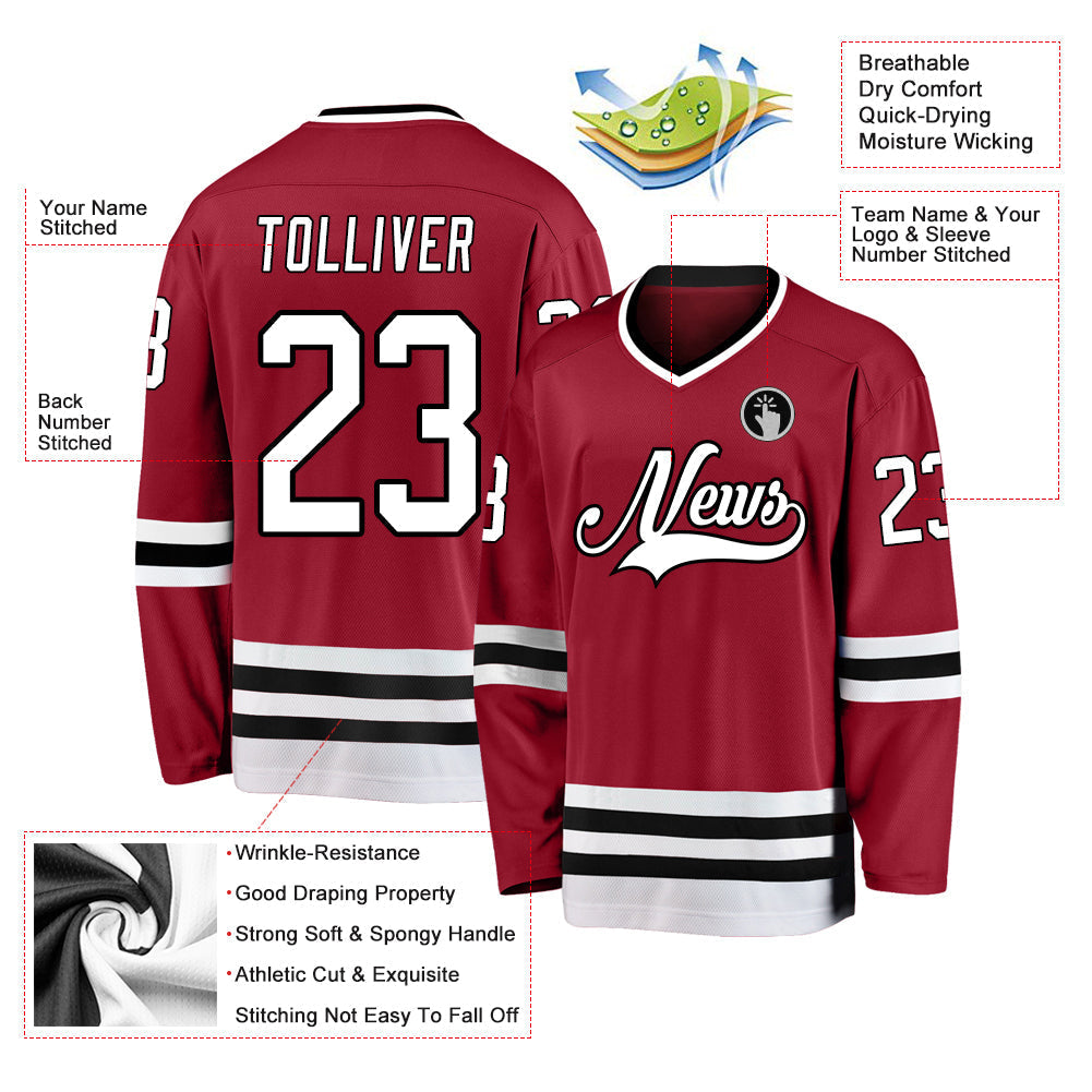 Custom Hockey Jersey - Maroon White-Black - Style Maroon0026