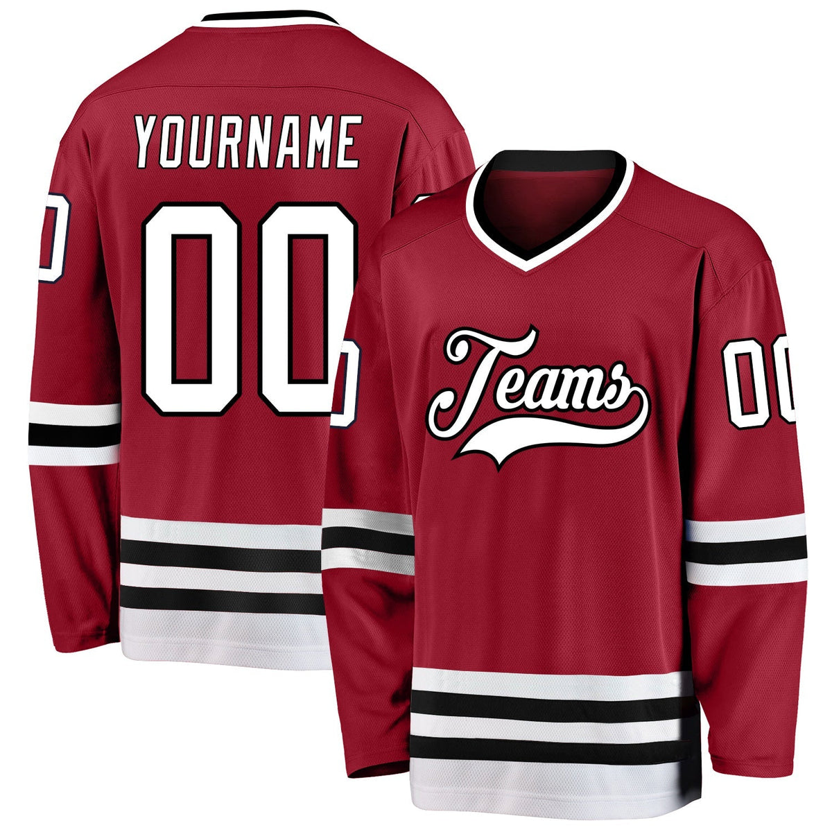Custom Hockey Jersey - Maroon White-Black - Style Maroon0026