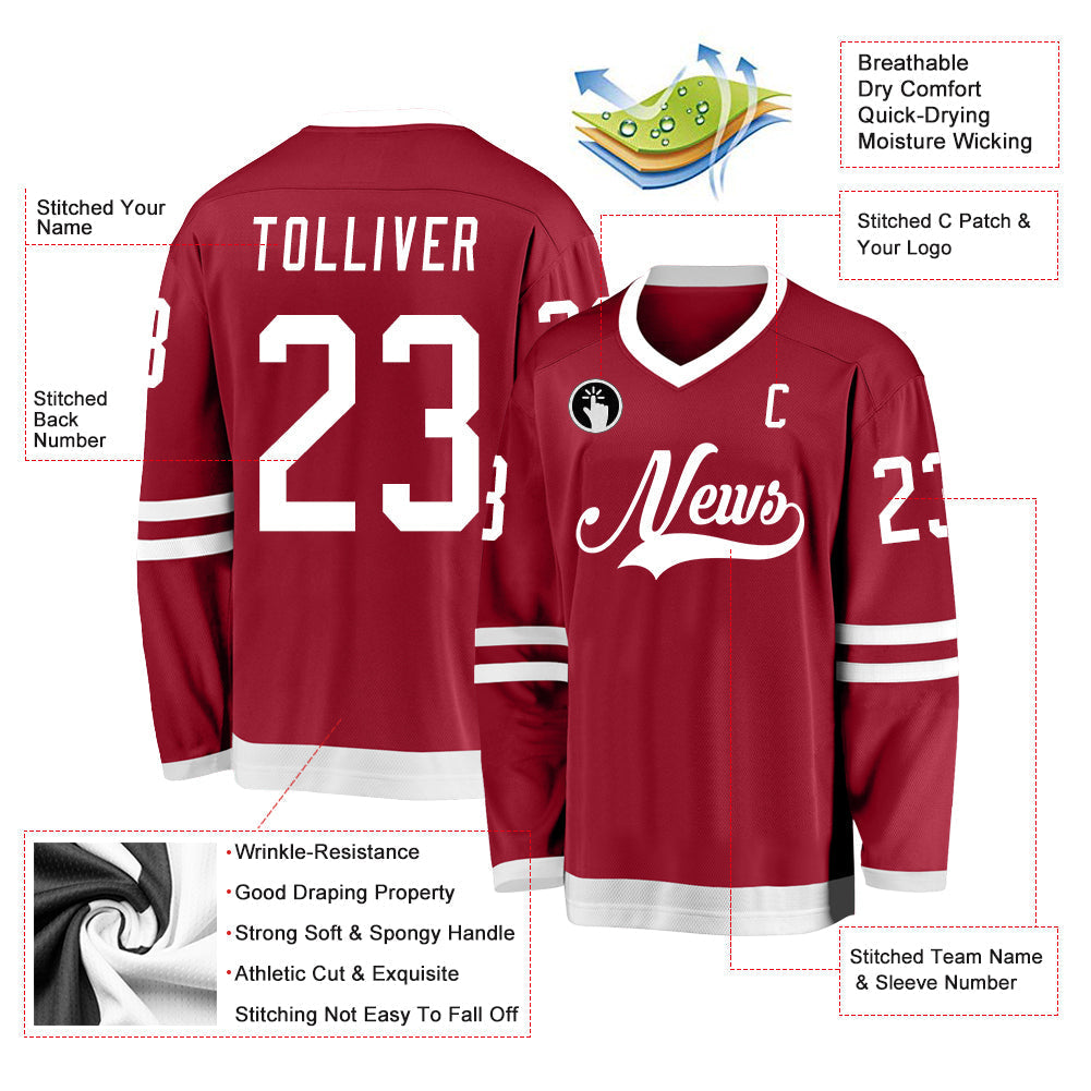 Custom Hockey Jersey - Maroon White