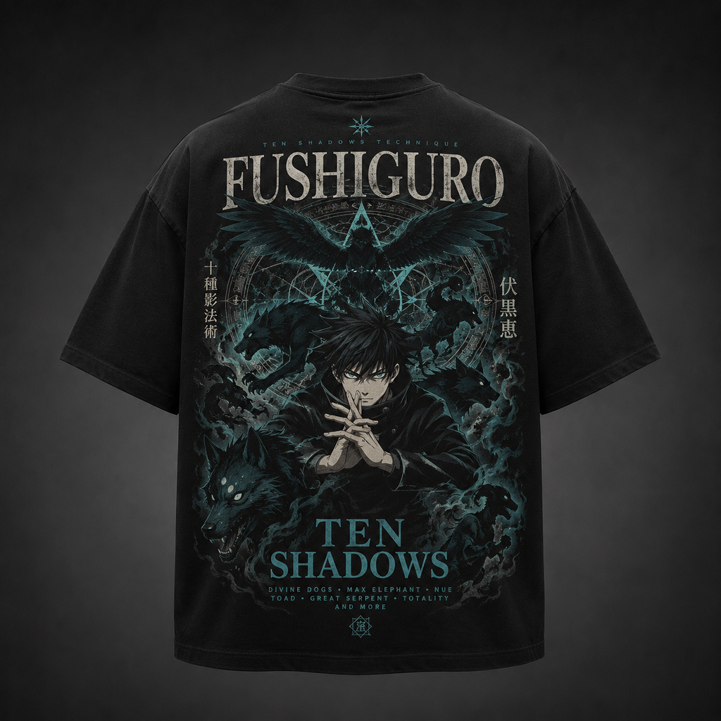 Megumi Fushiguro Jujutsu Kaisen Anime Graphic Tee - Ten Shadows Technique