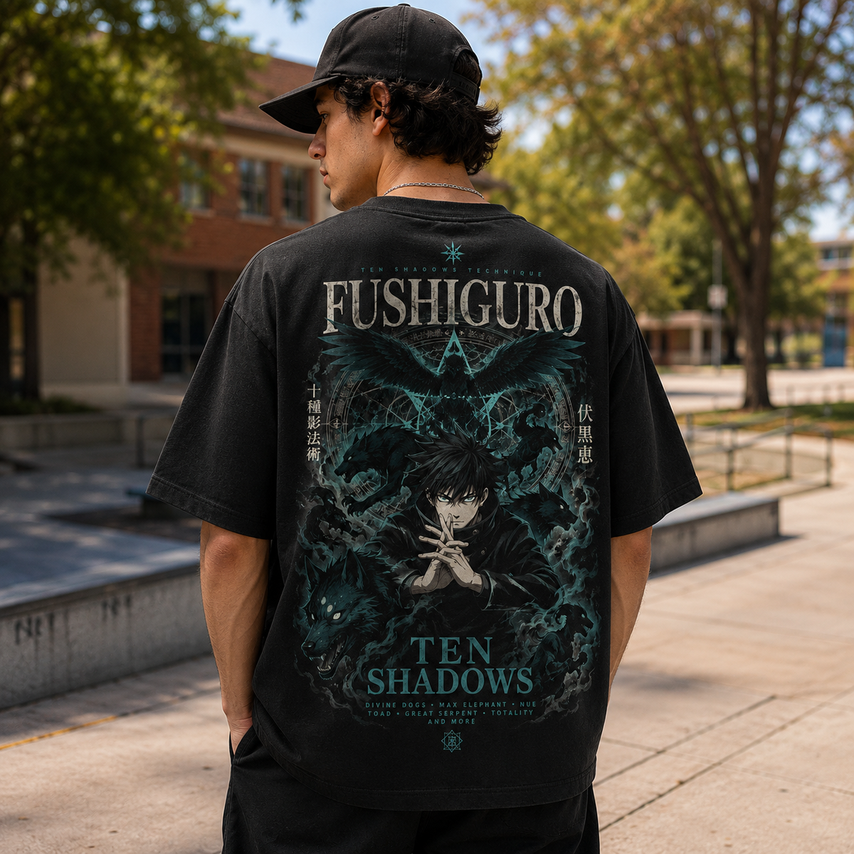 Megumi Fushiguro Jujutsu Kaisen Anime Graphic Tee - Ten Shadows Technique